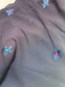 Beautiful Ombre Floral Saree with cut work border