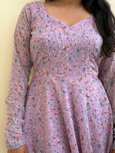Lavender Floral Anarkali suit