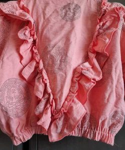 Peach Ruffled Crop Top