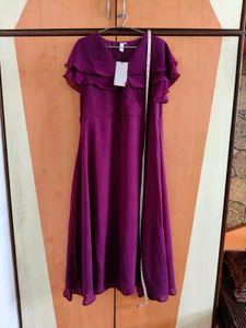 New Elegant Purple Ruffle Dress