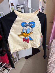 Cute Donald Duck Graphic Long Sleeve Top