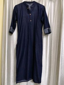 Denim Mandarin Collar Kurta