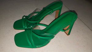 Green Heels with Clear Straps