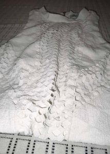 White Textured High Neck Blouse