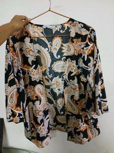 Stylish Paisley Print Open Front Cardigan