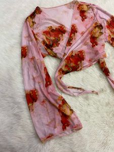 Marble Printed Wrap Top /