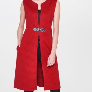 Global Desi Red Self Design Jacket