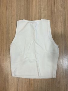 ZARA White Ribbed Tank Top