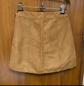 H&amp;M Brown Suede Button-Up Mini Skirt