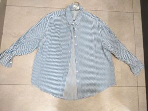 Women Classic Oversized Striped Button-Down Shirt