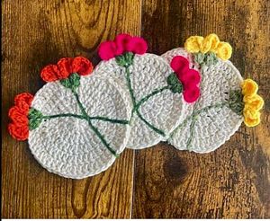 Handmade Flower Coasters (Set of 3)