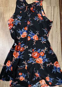 Floral Black Fit &amp; Flare Mini Dress