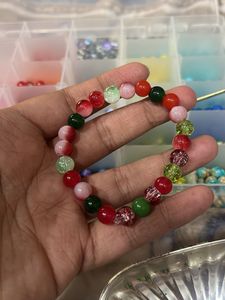 Christmas crackle Beaded Bracelet