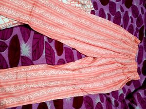 Peach &amp; White Printed Kurta Set