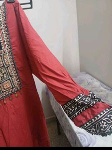 Maroon Embroidered Kurta
