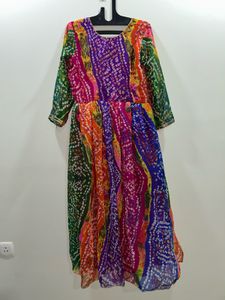 LEHERIA BANDHEJ GOWN