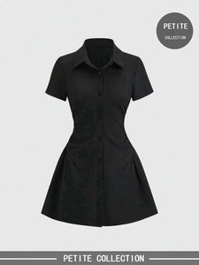 Chic Black Button-Up Shirt Dress