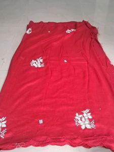 Elegant Red Embroidered Saree