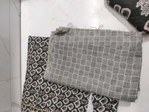 cotton mix Black &amp; White Floral Print Dress Materi