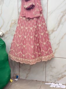 Elegant Pink Embroidered Lehenga Choli Set