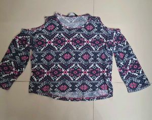 Stylish Cold Shoulder Geometric Pr