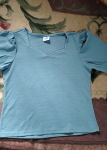 Combo Offer Of Blue Puff Sleeve Top&amp; Black Jeans