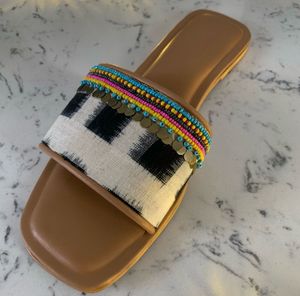 Handcrafted Ikat Printed Flat Sandals