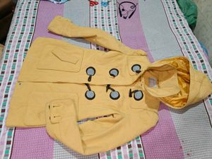 Yellow Hooded Toggle Coat
