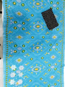 🇳🇿💫🎀Elegant Blue Bandhej Printed Saree
