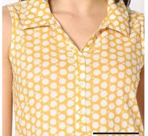 sleevless Yellow Polka Dot kurta