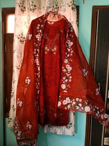 Elegant Red Floral Kurta Set