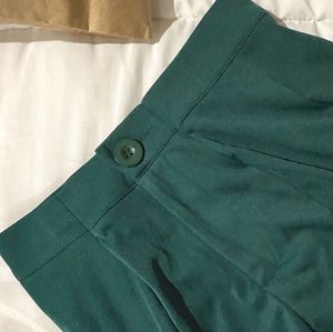 Green Slit Cut Pants