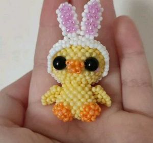 Cute Beaded Chick Keychain