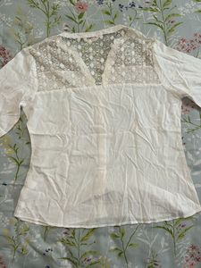 Stylish White Lace Detail Top