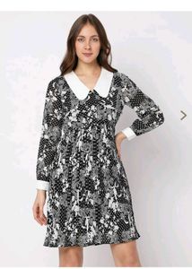 Chic Black & White Floral Print Dress