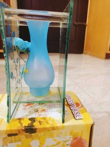 Decorative Blue Floral Glass Vase