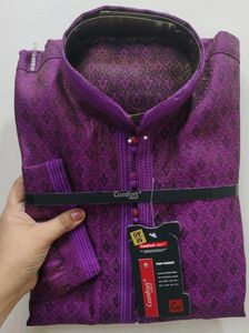 Men's Purple Brocade Kurta
