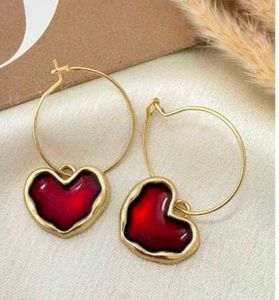 Red Heart Hoop Earrings
