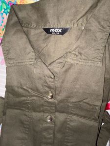 Olive Green Utility Shirt Dress
