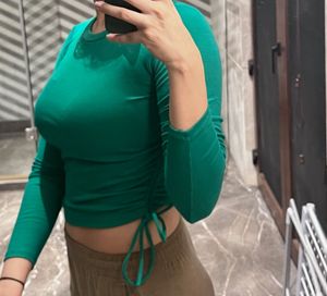 Zara Ribbed Green Top