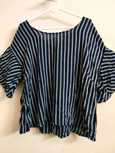 🔥BUY1GET1🔥women's Navy blue off-white striped to