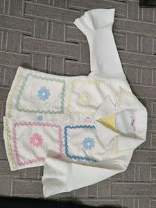 #Girls White फ्लोरल क्रोशिया कॉर्ड सेट (Croche