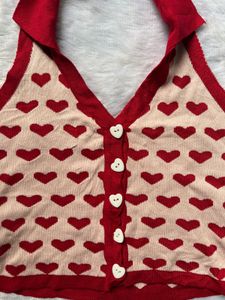 Heart Pattern Halter Neck Top