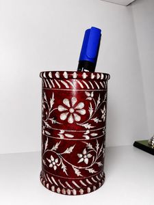 Handcrafted Stone Floral Pen Holder | Decorative D