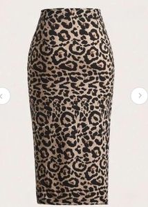 Leopard Print Pencil Skirt with a slit side.