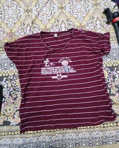Maroon Striped Graphic Tee