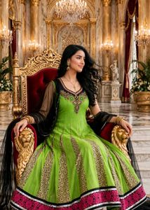 Stunning Green Anarkali Kurta Set