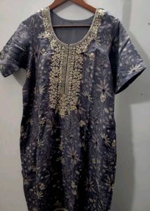 Embroidered pastel purple Floral Kurta