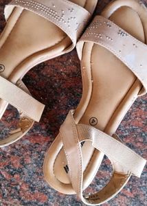 Beige Embellished Flat Sandals