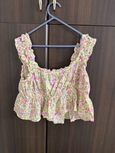 Floral Smocked Crop Top